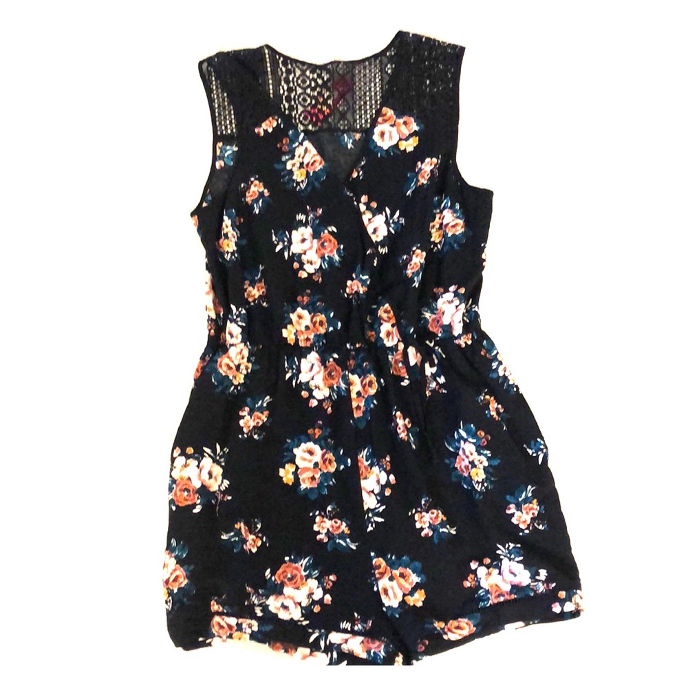 Floral wrap-style romper
